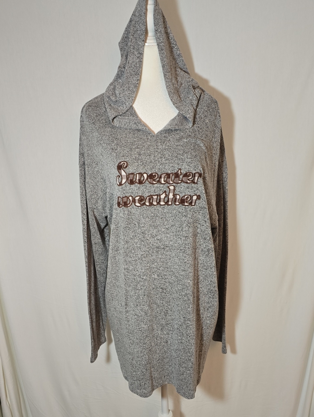 Lane Bryant Gray Hooded Sweater with 'Sweater Weather'